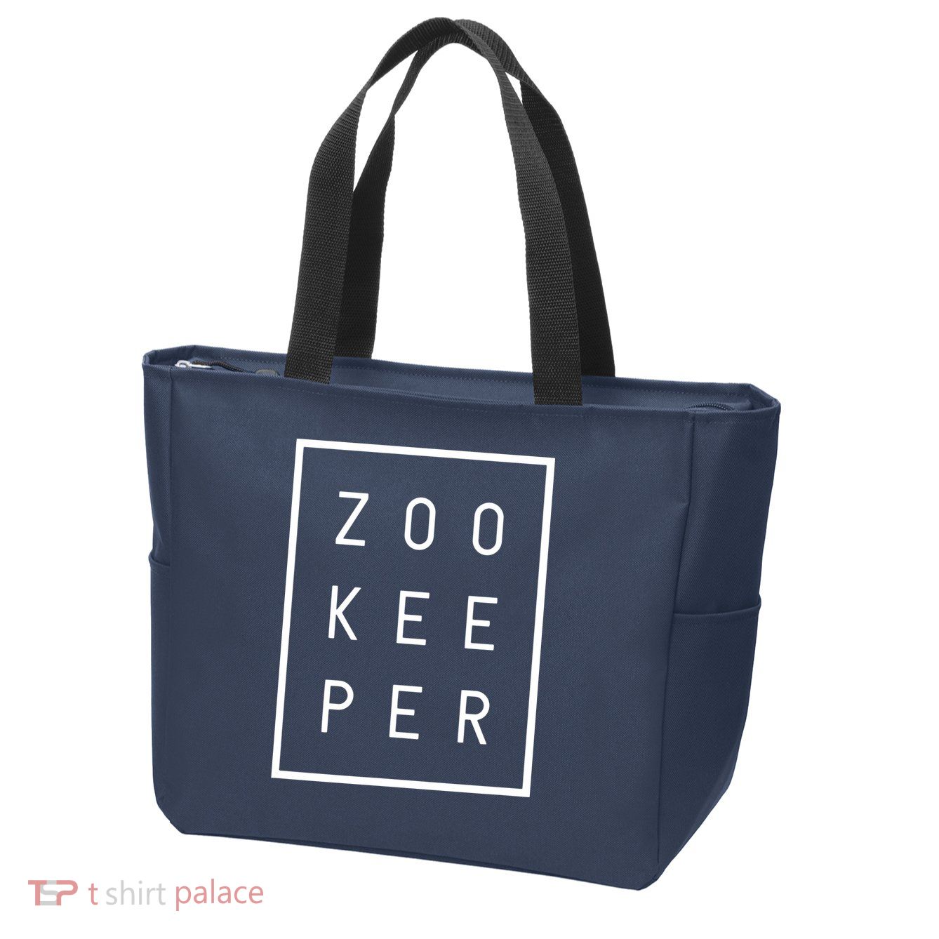 Zookeeper Gifts White Text Zoo Keeper Minimalist Zip Tote Bag