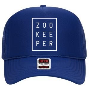 Zookeeper Gifts White Text Zoo Keeper Minimalist High Crown Mesh Back Trucker Hat