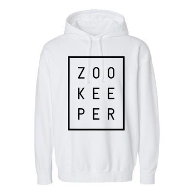 Zookeeper Gifts White Text Zoo Keeper Minimalist Garment-Dyed Fleece Hoodie