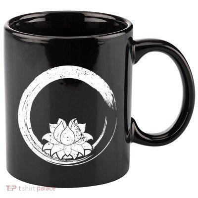 Zen Gift Zen Circle Lotus Flower Yoga Meaningful Gift 11oz C Handle Ceramic Mug