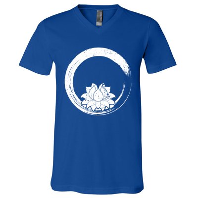 Zen Gift Zen Circle Lotus Flower Yoga Meaningful Gift V-Neck T-Shirt