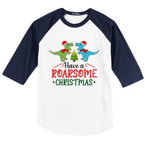 Zykj Have A Roarsome Christmas Dinosaur Merry Xmas Funny Gift Baseball Sleeve Shirt