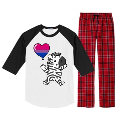 Zebra Heart Balloon Bisexual Pride Cool Gift Raglan Sleeve Pajama Set