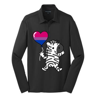 Zebra Heart Balloon Bisexual Pride Cool Gift Silk Touch Performance Long Sleeve Polo