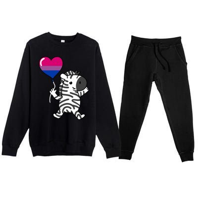 Zebra Heart Balloon Bisexual Pride Cool Gift Premium Crewneck Sweatsuit Set