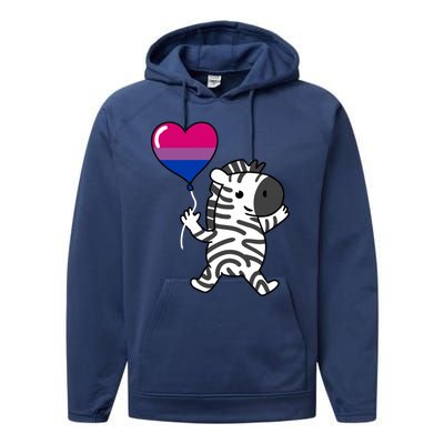 Zebra Heart Balloon Bisexual Pride Cool Gift Performance Fleece Hoodie