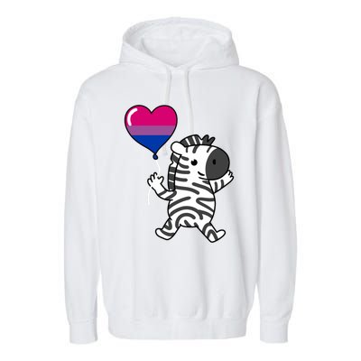 Zebra Heart Balloon Bisexual Pride Cool Gift Garment-Dyed Fleece Hoodie