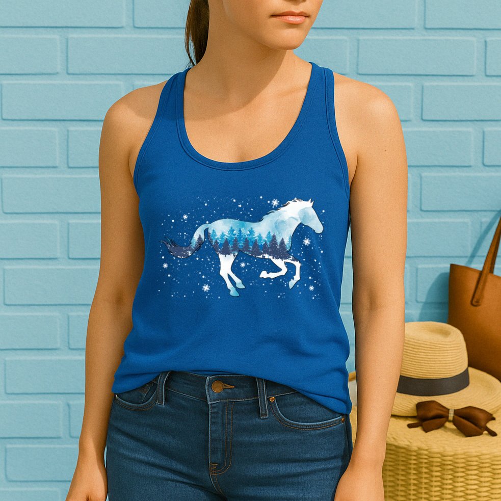 Zaml Horse Christmas Pajama Merry Xmas Riding Horse Lover Gift Womens Tank Top
