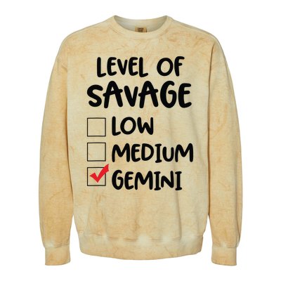 Zodiac Horoscope Gemini Level Of Savage Pun Funny Gift Colorblast Crewneck Sweatshirt