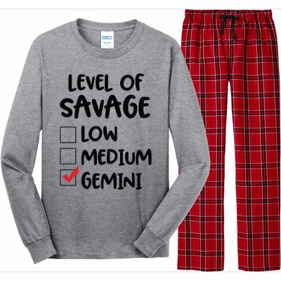 Zodiac Horoscope Gemini Level Of Savage Pun Funny Gift Long Sleeve Pajama Set