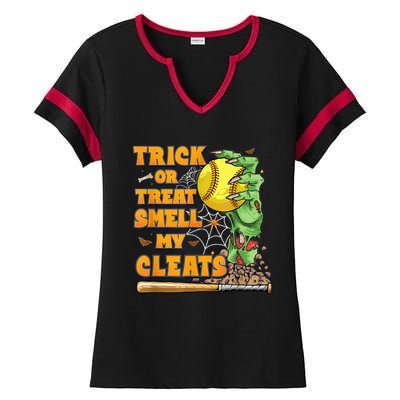 Zombie Hands Holding Softball Funny Scary Halloween Costume Ladies Halftime Notch Neck Tee