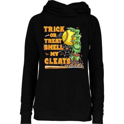 Zombie Hands Holding Softball Funny Scary Halloween Costume Womens Funnel Neck Pullover Hood