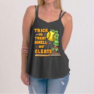 Zombie Hands Holding Softball Funny Scary Halloween Costume Women's Strappy Tank