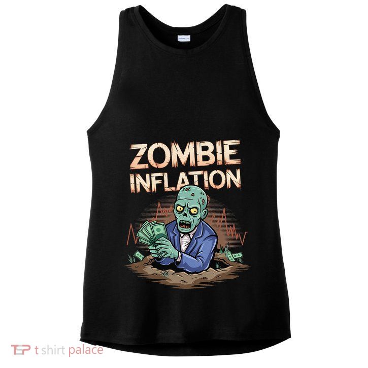 Zombie Inflation Finance And Economics Halloween Ladies PosiCharge Tri-Blend Wicking Tank