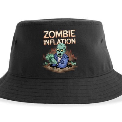 Zombie Inflation Finance And Economics Halloween Sustainable Bucket Hat