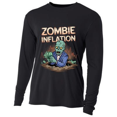 Zombie Inflation Finance And Economics Halloween Cooling Performance Long Sleeve Crew