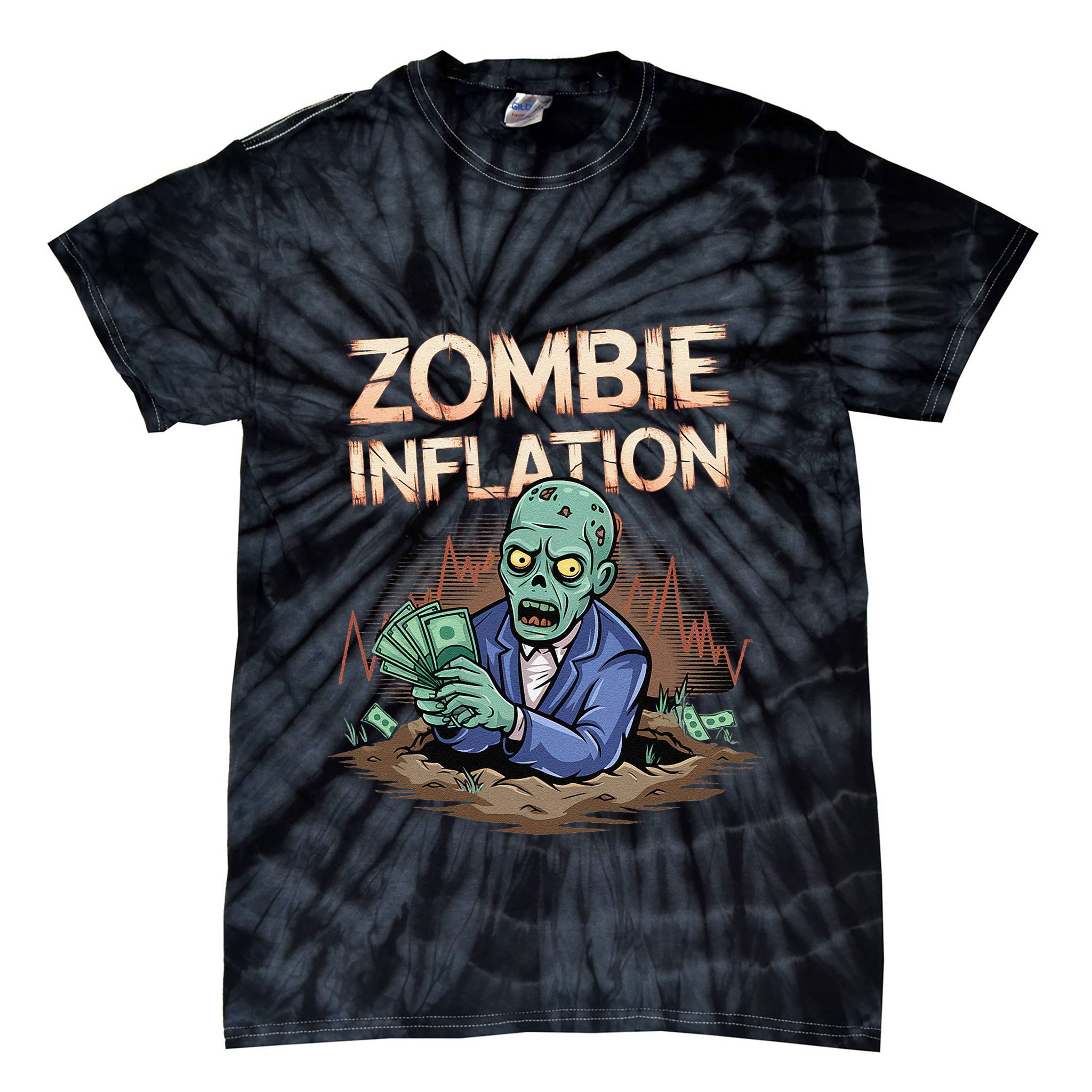 Zombie Inflation Finance And Economics Halloween Tie-Dye T-Shirt