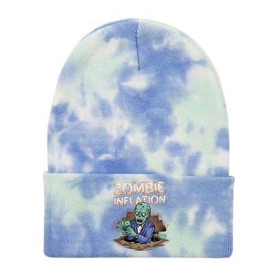 Zombie Inflation Finance And Economics Halloween Tie Dye 12in Knit Beanie