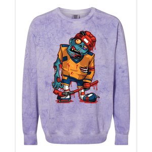 Zombie Ice Hockey Player Halloween Trick Or Treating Gift Colorblast Crewneck Sweatshirt