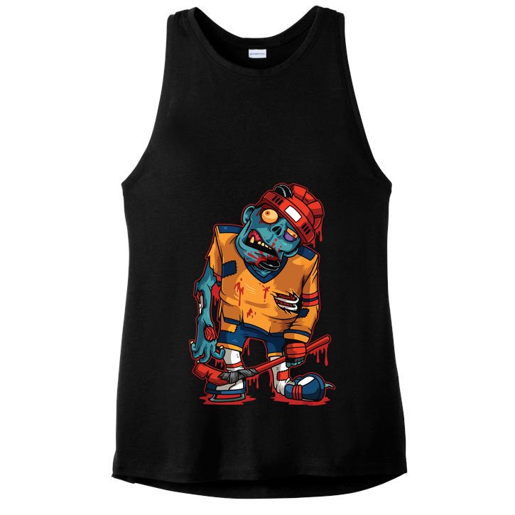 Zombie Ice Hockey Player Halloween Trick Or Treating Gift Ladies PosiCharge Tri-Blend Wicking Tank