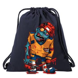 Zombie Ice Hockey Player Halloween Trick Or Treating Gift Drawstring Bag