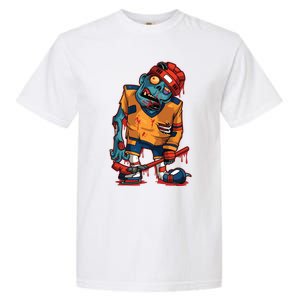 Zombie Ice Hockey Player Halloween Trick Or Treating Gift Garment-Dyed Heavyweight T-Shirt