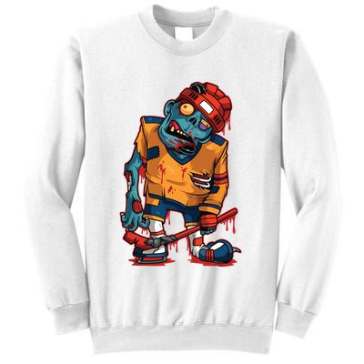 Zombie Ice Hockey Player Halloween Trick Or Treating Gift Sweatshirt