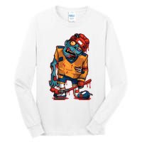 Zombie Ice Hockey Player Halloween Trick Or Treating Gift Tall Long Sleeve T-Shirt