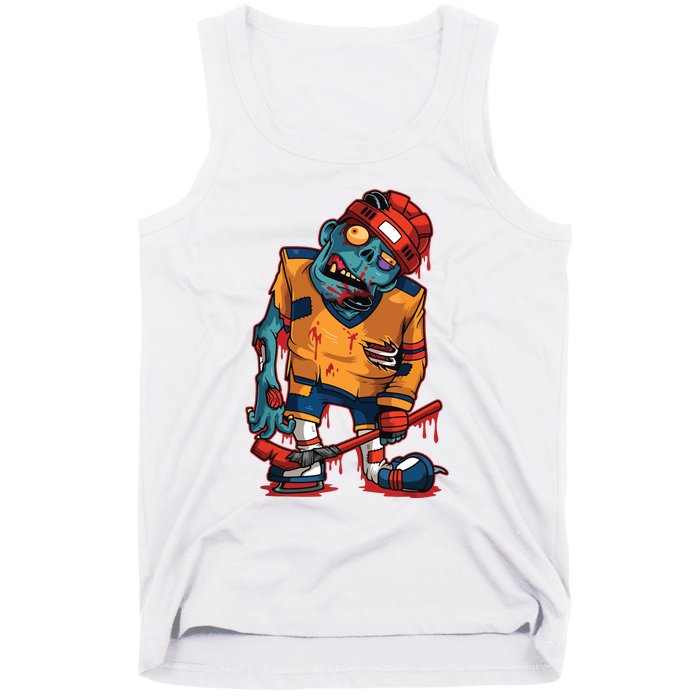 Zombie Ice Hockey Player Halloween Trick Or Treating Gift Tank Top