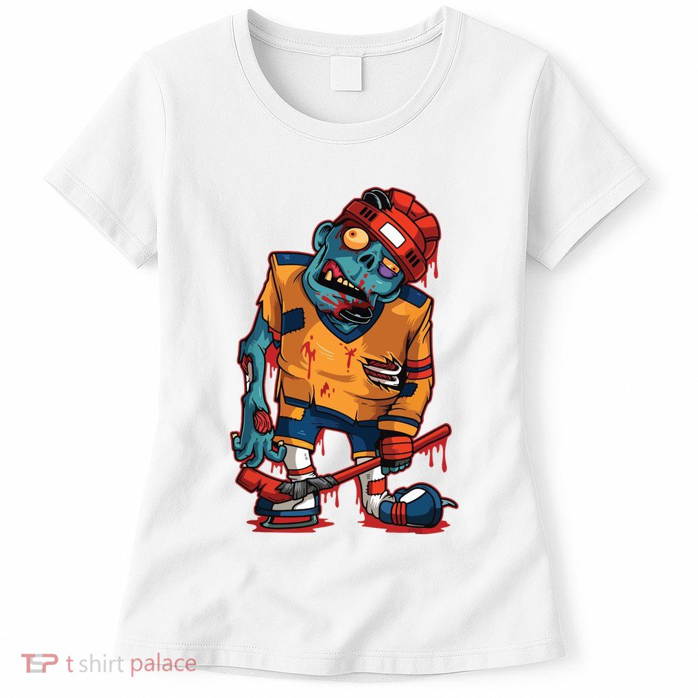 Zombie Ice Hockey Player Halloween Trick Or Treating Gift Womens T-Shirt