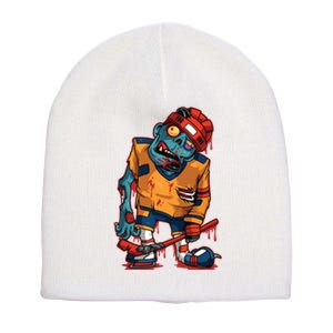 Zombie Ice Hockey Player Halloween Trick Or Treating Gift Short Acrylic Beanie