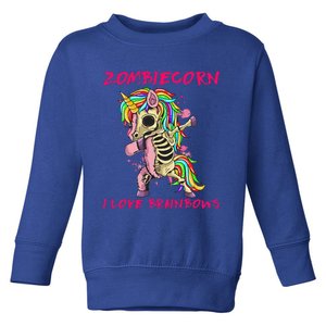 Zombiecorn I Love Brainbows Zombie Halloween Unicorn Lovers Toddler Sweatshirt