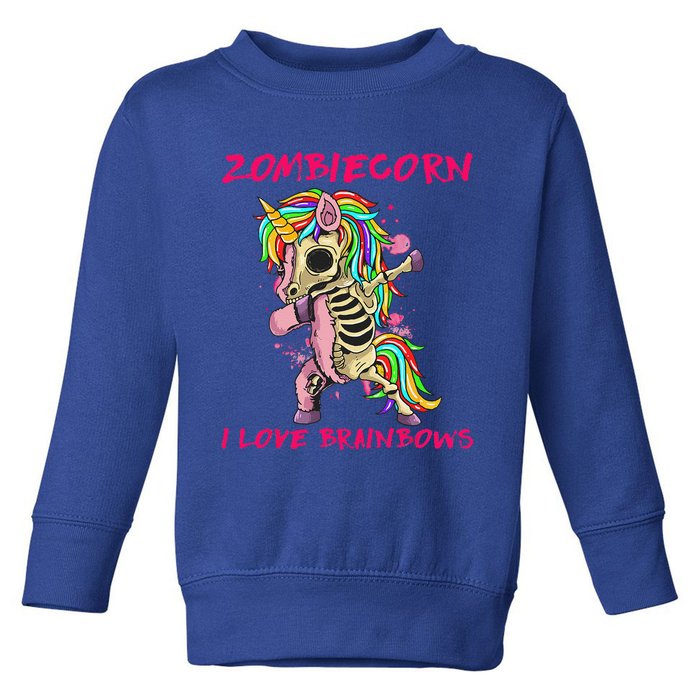 Zombiecorn I Love Brainbows Zombie Halloween Unicorn Lovers Toddler Sweatshirt