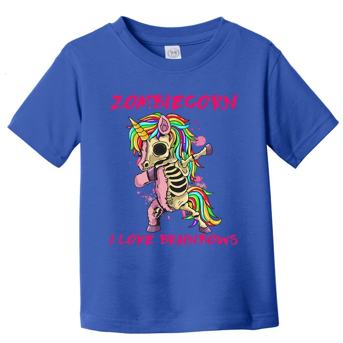 Zombiecorn I Love Brainbows Zombie Halloween Unicorn Lovers Toddler T-Shirt