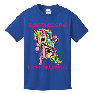 Zombiecorn I Love Brainbows Zombie Halloween Unicorn Lovers Kids T-Shirt