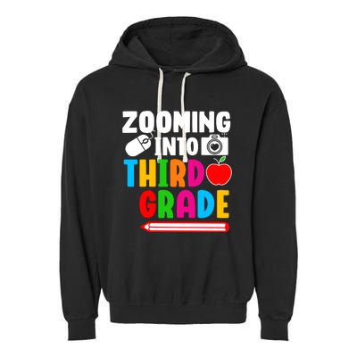 Zomming Into Third Grade 3rd Grade Teacher Student Learning Garment-Dyed Fleece Hoodie