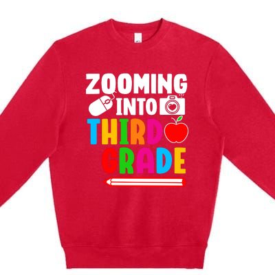 Zomming Into Third Grade 3rd Grade Teacher Student Learning Premium Crewneck Sweatshirt