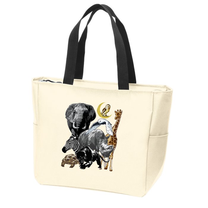 Zookeeper Jungle Animals Theme Safari Zoo Birthday Themed Zip Tote Bag