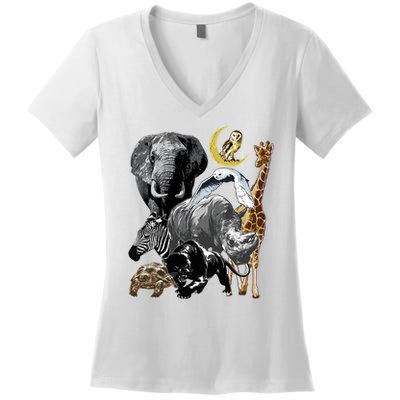 Zookeeper Jungle Animals Theme Safari Zoo Birthday Themed Women's V-Neck T-Shirt