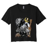 Zookeeper Jungle Animals Theme Safari Zoo Birthday Themed Women's Crop Top Tee