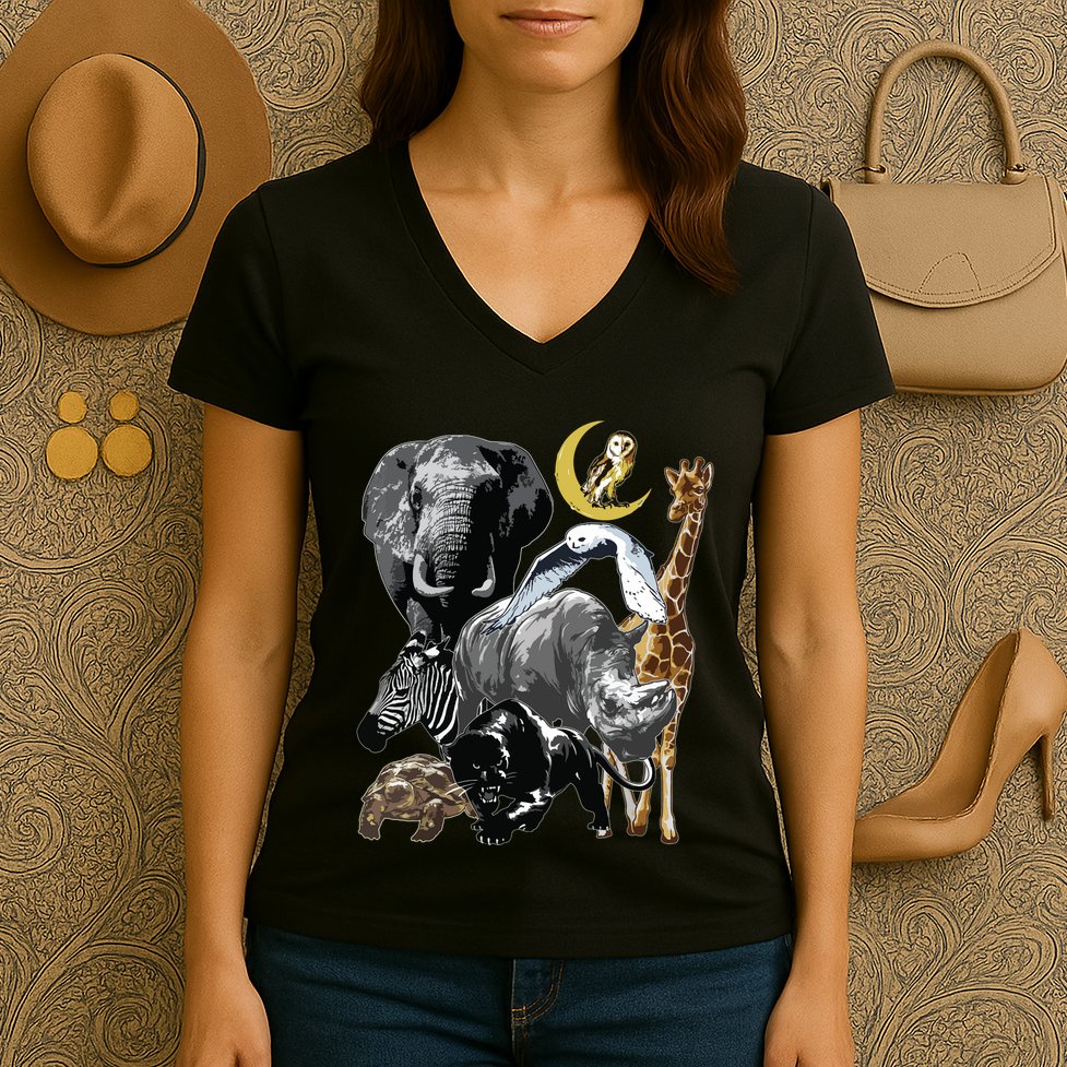 Zookeeper Jungle Animals Theme Safari Zoo Birthday Themed Women's V-Neck T-Shirt
