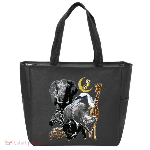 Zookeeper Jungle Animals Theme Safari Zoo Birthday Themed Zip Tote Bag