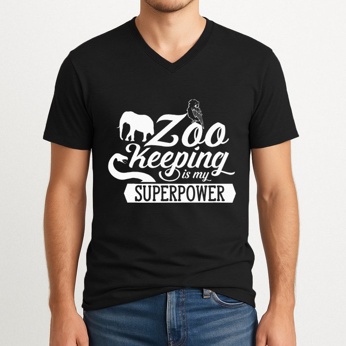 Zookeeper Job Zookeepers Zoo Keeper Zookeeping V-Neck T-Shirt