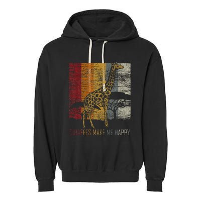 Zoo Keeper Africa Vintage Retro Gift Giraffe Garment-Dyed Fleece Hoodie