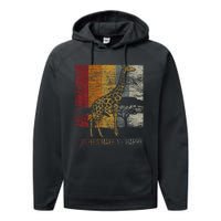 Zoo Keeper Africa Vintage Retro Gift Giraffe Performance Fleece Hoodie