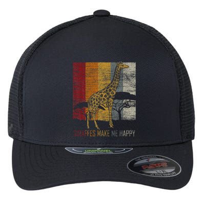 Zoo Keeper Africa Vintage Retro Gift Giraffe Flexfit Unipanel Trucker Cap