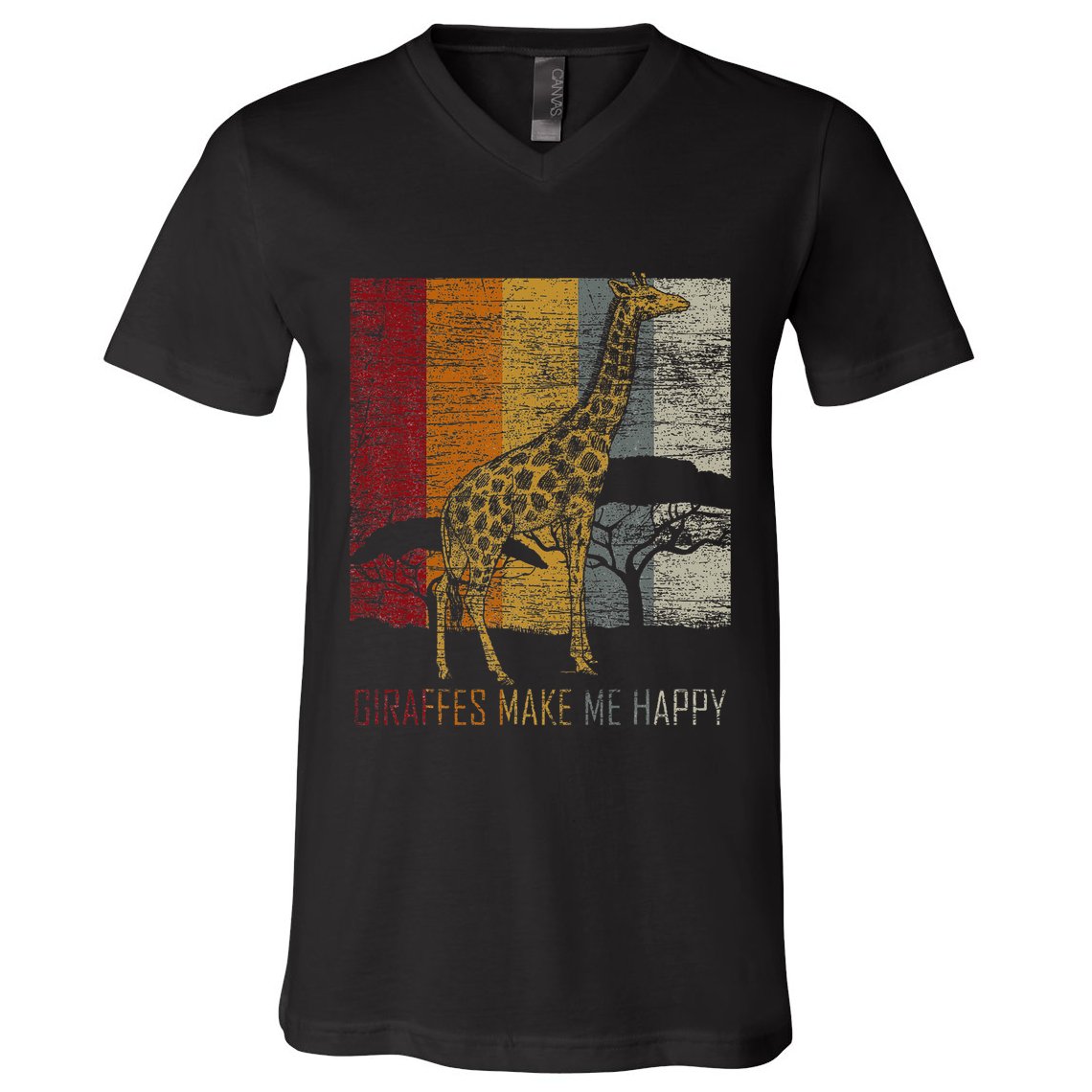 Zoo Keeper Africa Vintage Retro Gift Giraffe V-Neck T-Shirt