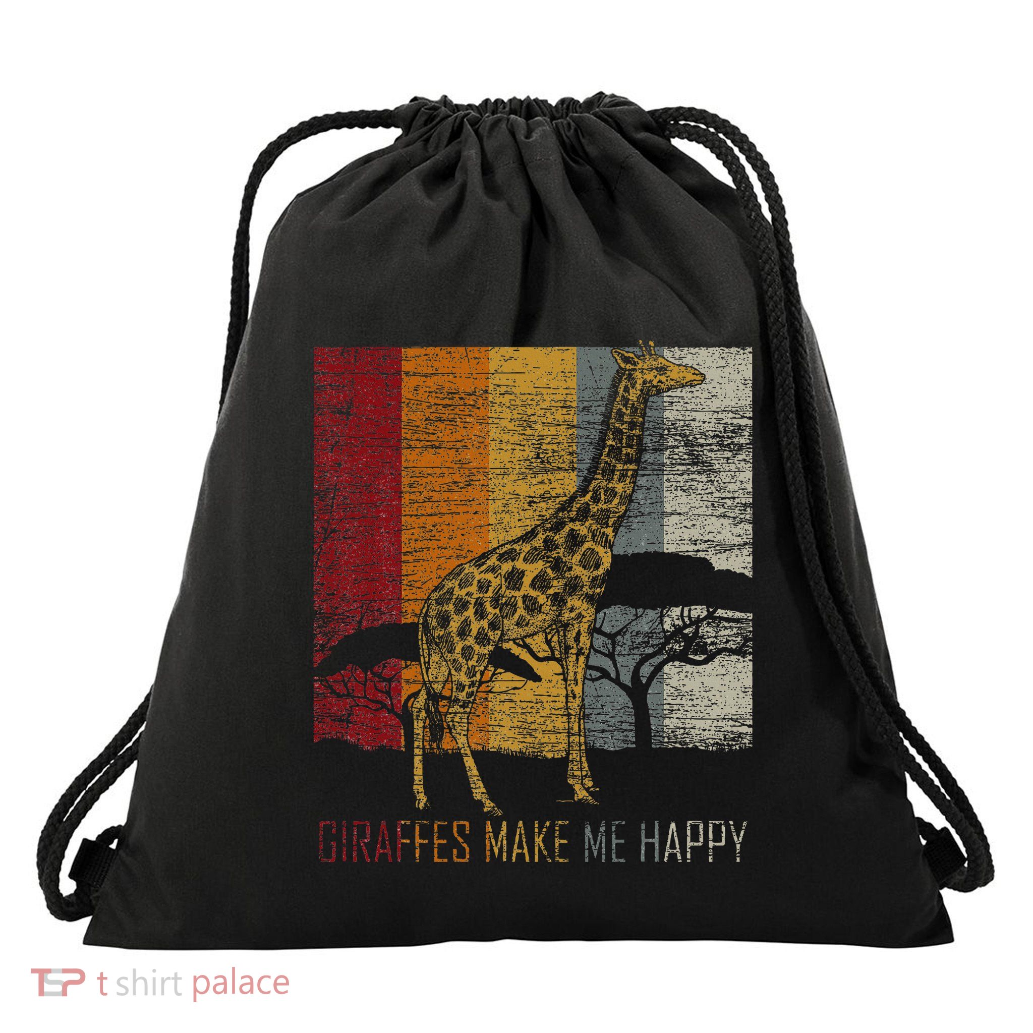 Zoo Keeper Africa Vintage Retro Gift Giraffe Drawstring Bag