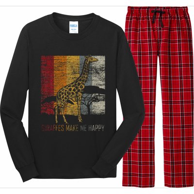 Zoo Keeper Africa Vintage Retro Gift Giraffe Long Sleeve Pajama Set