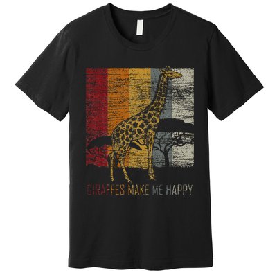 Zoo Keeper Africa Vintage Retro Gift Giraffe Premium T-Shirt